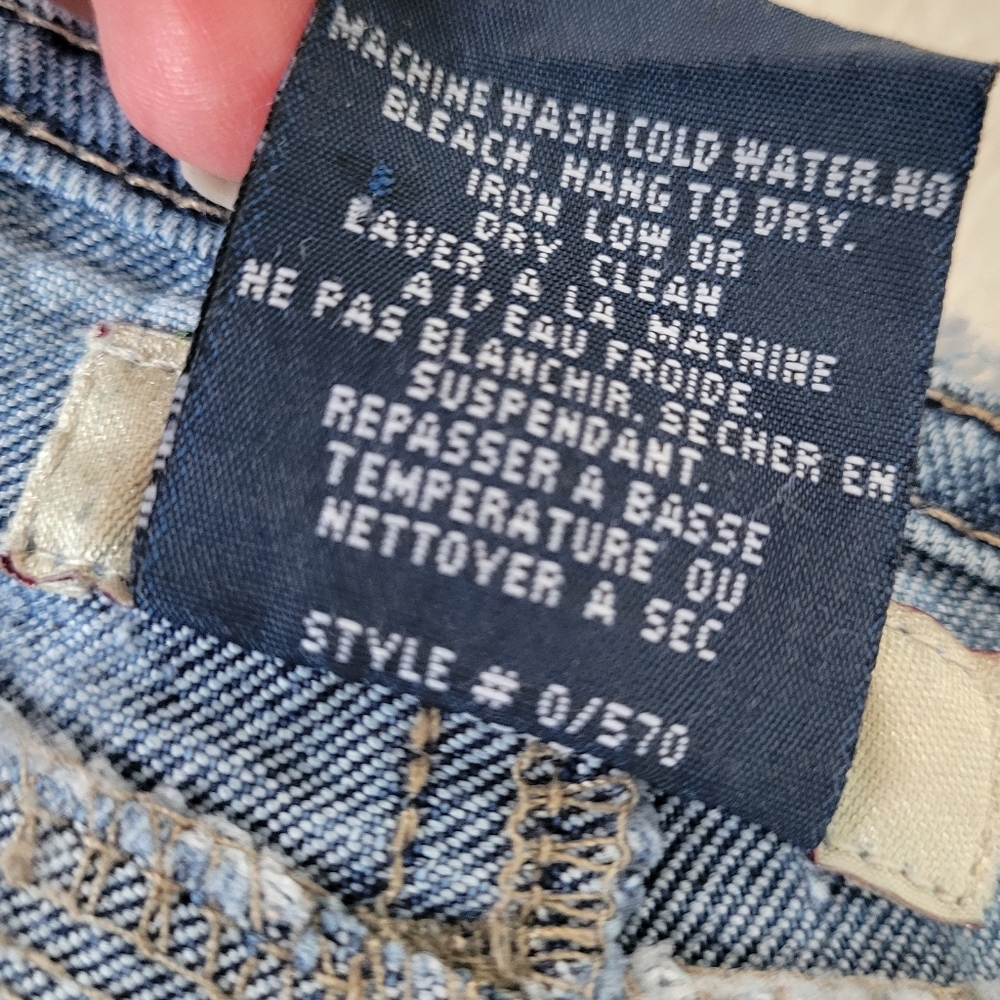 Y2K LIQUID JEANS capri length stretch denim with silver studs and fraying - Picture 8 of 14